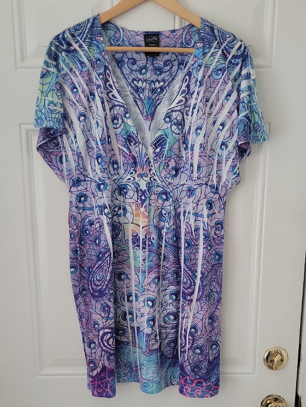 Catalina Multicolor Purple & Blue V-Neck Swim Coverup
